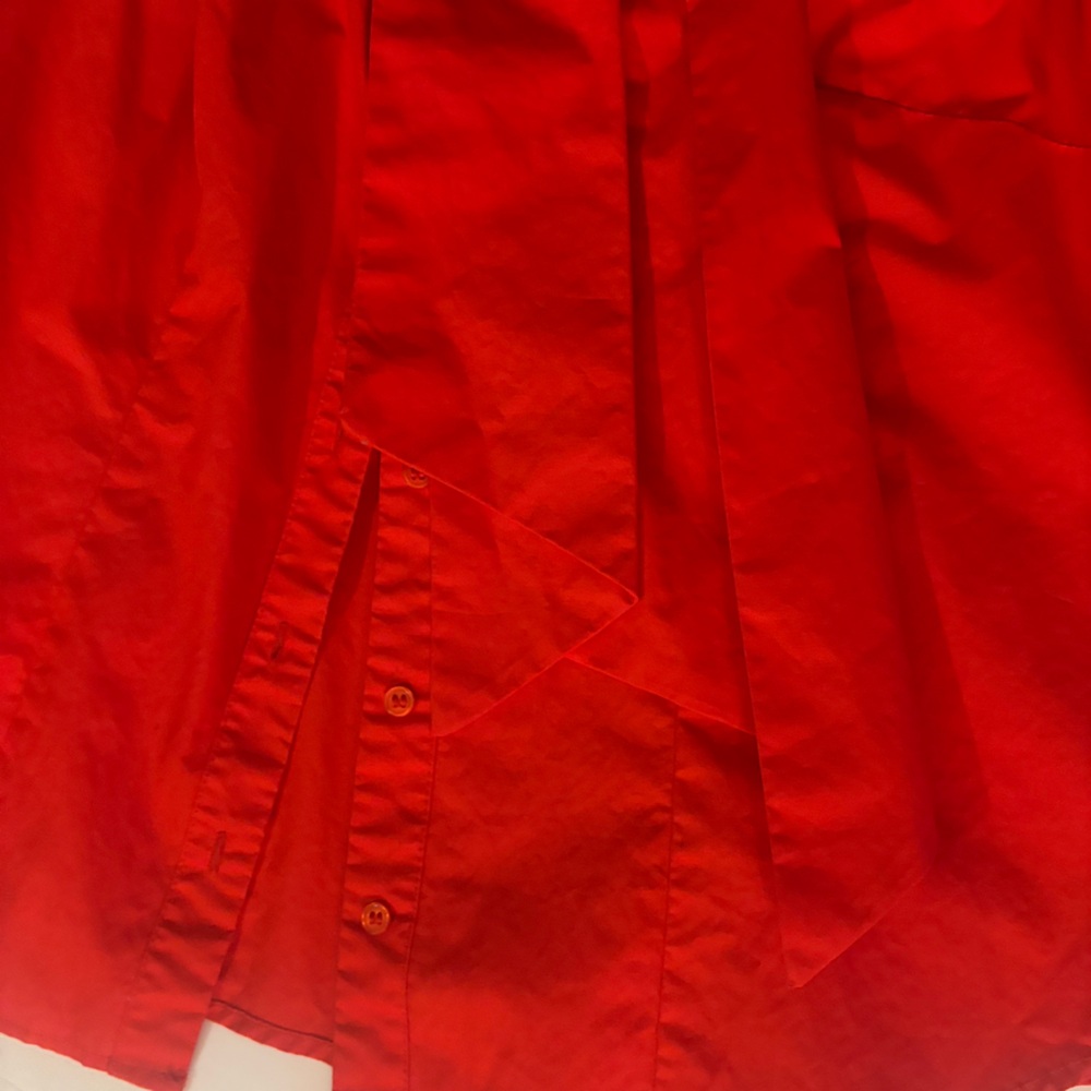 Ladies Medium New York & Company Scarlet Red Top Blouse with Elegant Bow - Picture 6 of 8